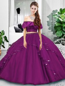 Glamorous Sleeveless Lace Up Floor Length Lace and Ruffles Quinceanera Dresses