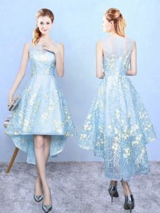 Eye-catching Square Sleeveless Zipper Court Dresses for Sweet 16 Aqua Blue Organza