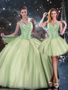 Cute Floor Length Yellow Green Sweet 16 Dress Sweetheart Sleeveless Lace Up