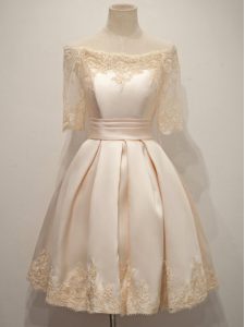 Half Sleeves Lace Zipper Quinceanera Dama Dress