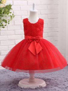 Unique Sleeveless Zipper Mini Length Bowknot Pageant Gowns For Girls