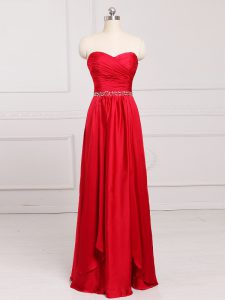 Sleeveless Zipper Floor Length Beading and Belt Court Dresses for Sweet 16