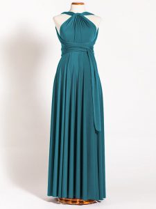 Straps Sleeveless Backless Court Dresses for Sweet 16 Teal Chiffon
