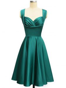 Elegant Empire Damas Dress Teal Straps Taffeta Sleeveless Knee Length Lace Up