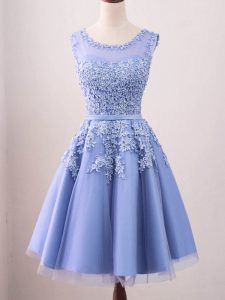 Eye-catching Scoop Sleeveless Lace Up Quinceanera Court Dresses Lavender Tulle