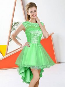 Delicate A-line Vestidos de Damas Bateau Organza Sleeveless Knee Length Backless