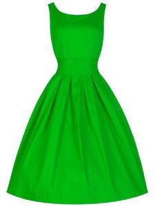 Knee Length Lace Up Dama Dress Green for Prom and Party and Wedding Party with Ruching