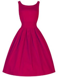 Dynamic Sleeveless Knee Length Ruching Lace Up Quinceanera Court Dresses with Fuchsia