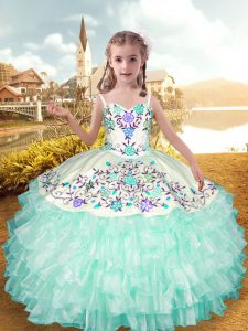 Apple Green Sleeveless Organza and Taffeta Lace Up Winning Pageant Gowns for Wedding Party