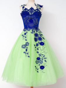 High End Tulle Sleeveless Knee Length Court Dresses for Sweet 16 and Appliques