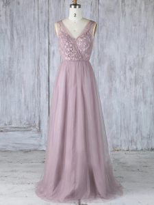 Comfortable Lavender Sleeveless Tulle Criss Cross Court Dresses for Sweet 16 for Prom and Wedding Party