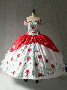 Off The Shoulder Cap Sleeves Organza and Taffeta Vestidos de Quinceanera Embroidery and Ruffles Lace Up