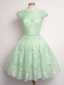Scalloped Cap Sleeves Lace Quinceanera Dama Dress Lace Lace Up