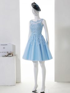 Sweet Baby Blue Scoop Zipper Lace Quinceanera Court of Honor Dress Sleeveless