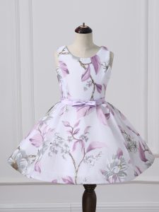 Sleeveless Lace Up Knee Length Pattern Pageant Dress for Teens
