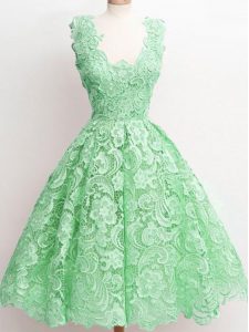 Straps Sleeveless Zipper Damas Dress Green Lace