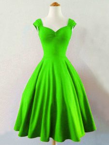 Stylish Green Taffeta Lace Up Quinceanera Court of Honor Dress Sleeveless Mini Length Ruching