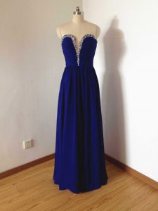 Luxurious Royal Blue Sweetheart Side Zipper Beading Quinceanera Dama Dress Sleeveless