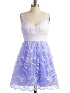 Hot Sale Lavender Lace Lace Up Vestidos de Damas Sleeveless Knee Length Lace