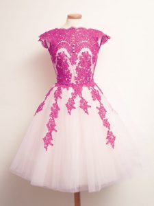 Multi-color Scalloped Neckline Appliques Dama Dress for Quinceanera Sleeveless Lace Up