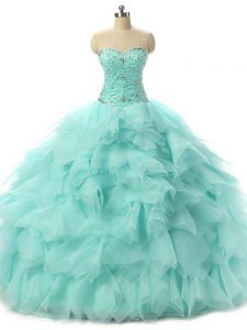 Excellent Sleeveless Lace Up Floor Length Beading and Ruffles 15 Quinceanera Dress