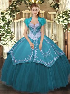 Fine Sleeveless Beading and Embroidery Lace Up Quinceanera Gowns