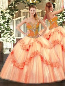 Most Popular Sleeveless Lace Up Floor Length Beading Quinceanera Dresses