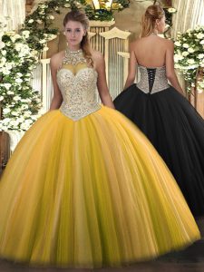 Fancy Sleeveless Beading Lace Up Quinceanera Dresses
