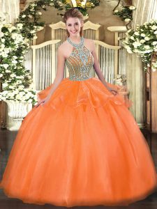 Beauteous Sleeveless Lace Up Floor Length Beading and Ruffles Sweet 16 Dresses