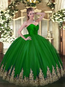 Floor Length Ball Gowns Sleeveless Green Quinceanera Dresses Zipper