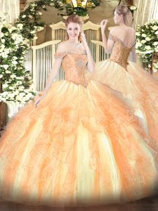 Multi-color Sleeveless Beading and Ruffles Floor Length Quinceanera Dresses