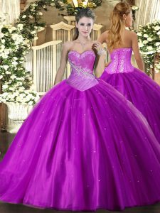 Captivating Tulle Sleeveless Floor Length Sweet 16 Quinceanera Dress and Beading
