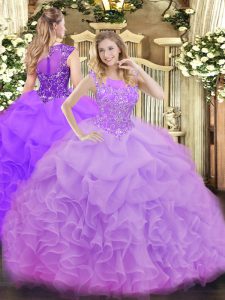 Beauteous Floor Length Lavender Quinceanera Dresses Scoop Sleeveless Zipper