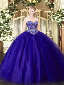 Floor Length Blue Quinceanera Gowns Sweetheart Sleeveless Lace Up