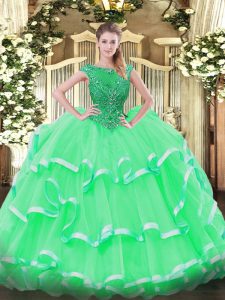 Wonderful Floor Length Ball Gowns Sleeveless Apple Green Sweet 16 Quinceanera Dress Lace Up