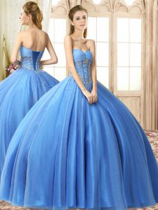 Fancy Sleeveless Beading Lace Up Sweet 16 Dresses