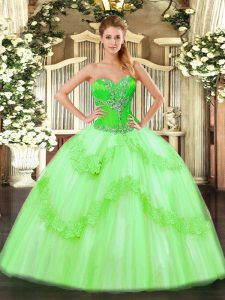 Cheap Tulle Sweetheart Sleeveless Lace Up Beading and Ruffles 15th Birthday Dress in