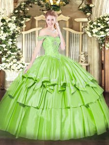 Edgy Organza and Taffeta Sleeveless Floor Length Sweet 16 Quinceanera Dress and Beading and Ruffled Layers