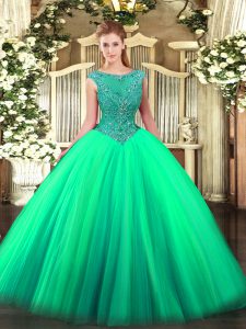 Beading Vestidos de Quinceanera Turquoise Zipper Sleeveless Floor Length