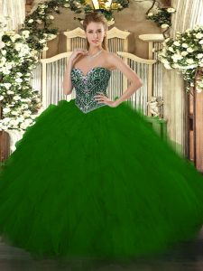 Sleeveless Beading and Ruffles Lace Up Sweet 16 Quinceanera Dress