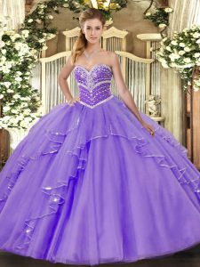 Sweetheart Sleeveless Lace Up Vestidos de Quinceanera Lavender Tulle