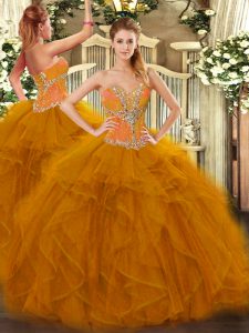 Spectacular Sleeveless Beading and Ruffles Lace Up 15th Birthday Dress