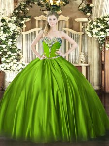 Free and Easy Lace Up Sweetheart Beading Sweet 16 Dress Satin Sleeveless