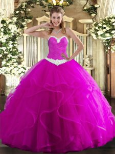 Dynamic Sleeveless Appliques and Ruffles Lace Up Quinceanera Dresses