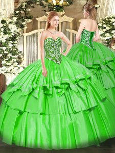 Affordable Sweetheart Sleeveless Lace Up Vestidos de Quinceanera Organza and Taffeta