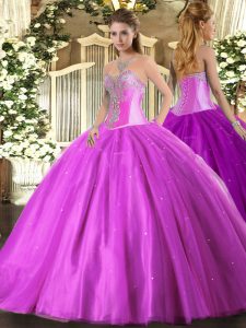 Sophisticated Beading Vestidos de Quinceanera Lilac Lace Up Sleeveless Floor Length