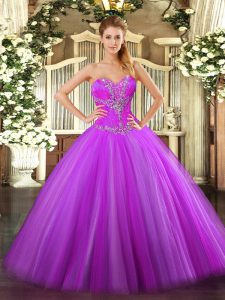 Floor Length Ball Gowns Sleeveless Fuchsia Sweet 16 Dresses Zipper