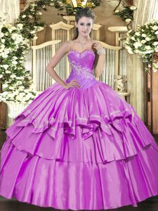 Sleeveless Beading and Ruffled Layers Lace Up 15 Quinceanera Dress