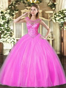 Luxury Floor Length Lilac 15 Quinceanera Dress Scoop Sleeveless Lace Up
