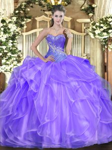 Inexpensive Sleeveless Beading and Ruffles Lace Up Sweet 16 Quinceanera Dress